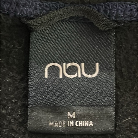 NAU Men Medium Wool Blend Navy Indigo Pullover Hooded Sweater - Picture 3 of 9